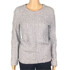 BODEN light grey heather chunky cable and mixed knits sweater Size 6 EUC